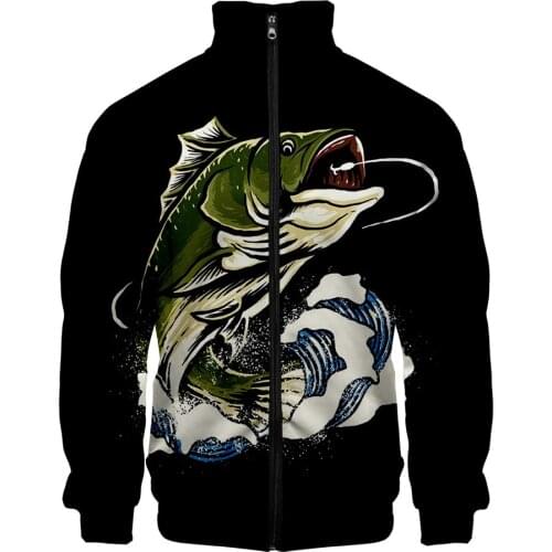 2021 New fishing 3D Baseball Jacket Harajuku Hip Hop Hoodies Casual Stand Collar Zipper Sweatshirt Casual Sportswear Clothes