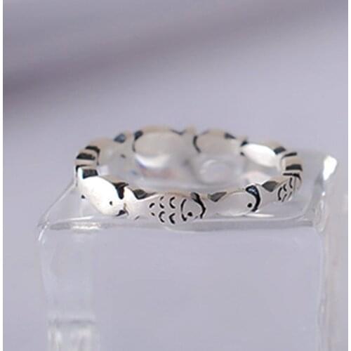 New Silver Color Fish Rings for Women Adjustable Size Rings Fashion Wedding Jewelry Anillos Mujer