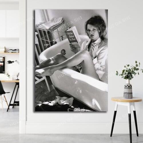 Kate Moss in Bath Poster, Lazy Sunday Kate Moss Print, Kate Moss Poster, Fashion Prints, Scandi Wall Art, Black White Prints