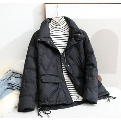 2021 New Autumn Winter Ultra Light Down Jacket Stand-Up Collar Short Coat Plus Size Women Thin 90% White Duck Down Jacket