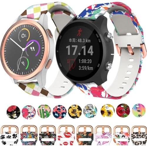 20 22mm Printing WatchBand Strap For Garmin Venu Forerunner 245 645 Vivoactive 3 Sport Silicone Wristband Bracelet Huawei GT2 42