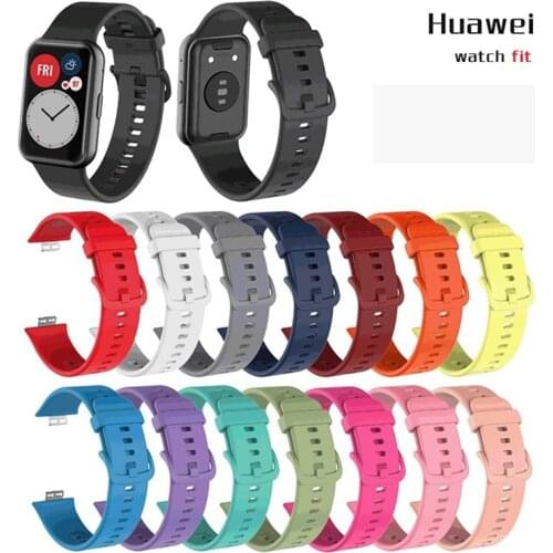 Rubber Strap for Huawei Watch Fit Smart Wristband Bracelet Accessories High Quality Replacement Sport Band Protector Case Shell