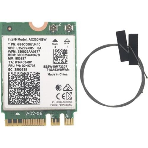 With Antennas set Intel AX200 NGFF Wifi 6 Bluetooth 5.0 Card AX200NGW 802.11ac/ax Dual Band Wireless ngff card