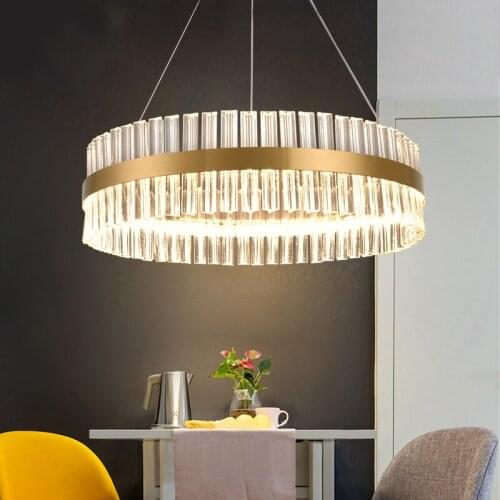 Modern Pendant Light Gold-bronze Crystal Pendant Lamp luxury dinning room Hanglamp Duplex Building Hall Light Fixtures hang lamp