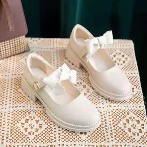 Thick Heel Gentle Shoes Women New Summer Womens Shoes All-match Shallow Mouth Single Shoes Fairy Buckle Small Leather Shoes