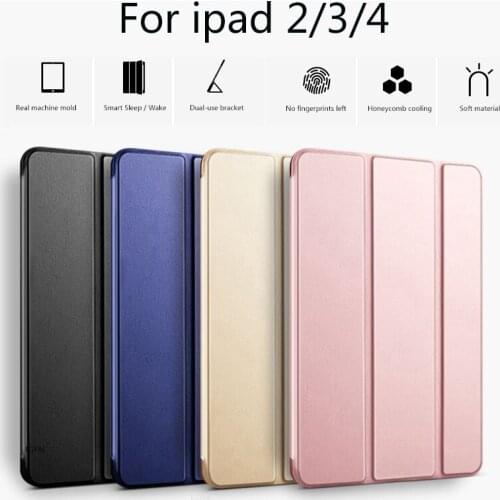 For iPad 2 3 4 protective case Smart Auto wake up Tri-fold bracket cover for iPad 2/3/4 model A1395 A1430 A1458 A1459 A1460