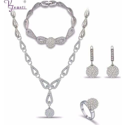 Vanfi Jewelry Top Quality Classic Color Ball Rose Gold Pated Pendant&Necklace&Earrings&Rings Jewelry Austrian Crystal Wholesale
