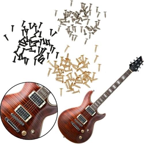 50pcs/lot Bass Guitar Pickguard Screws Guitar Guard Screw For Electric Guitar Bass 3*12mm Chrome Silver/Black/Gold