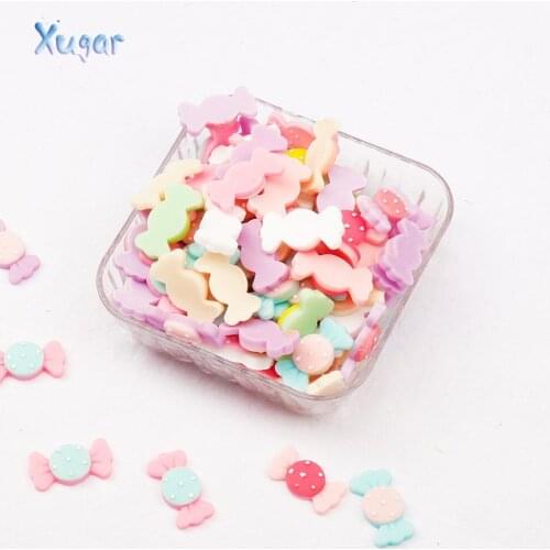 Xugar Mix Color 8pcs 15*30mm Resin Miniature Kawaii Hot Candy Bow Resin Flat back Cabochon For Phone Decoration Scrapbookin gDIY