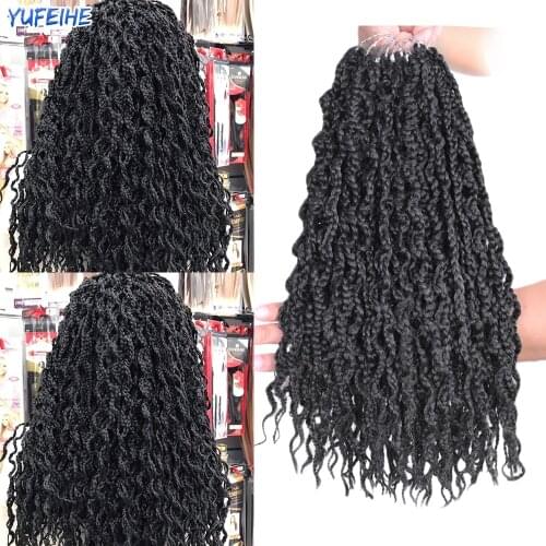22 Inch Ombre Brown Curly Synthetic Box Braiding Crochet Hair Heat Resistant Crochet Extensions Braiding Hair For Black Women