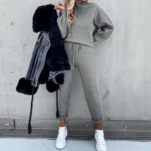 Casual Tracksuit 2 Piece Women Autumn Winter Long Sleeve Pullover Sweatshirt Pants Sportswear Set Tracksuit Blouse + Pants