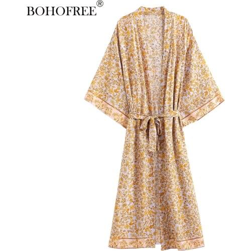New Rayon Cotton Long Duster Maxi Hippie Kimono Cover Ups Boho Style Bohemian Holiday Sahes Women Dresses Vestidos