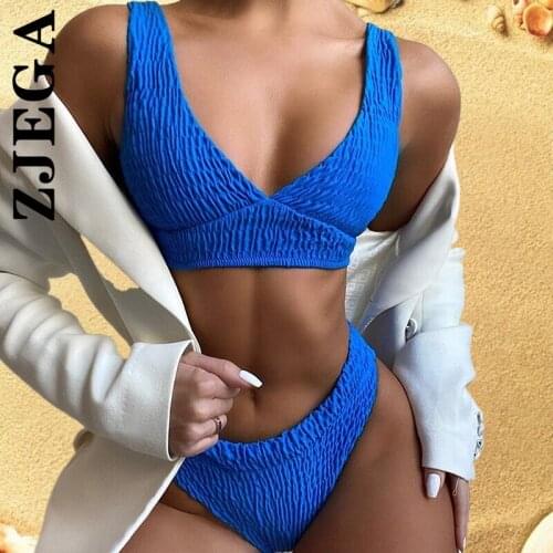 Pleated Women Bikini Solid Bikini Set Women Swimsuit Sexy Swimwear Brazilian Bathing Suit 2021 New Beachwear Women Swimming Suit