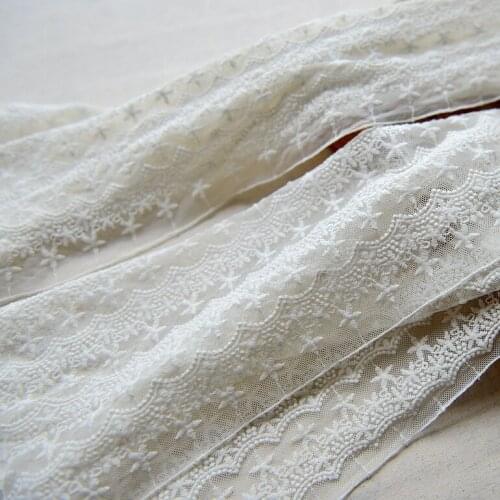 1Meters/lot Ultra-wide off white mesh embroidery lace scarves lace clothing flower embroidery lace accessories width 38cm SC621