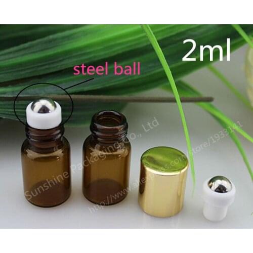 10x2ml Amber Tube Glass Roll-On Fragrance Perfume Bottles,Refillable & Portable 2ml Perfume Roll On Bottle Hot sale