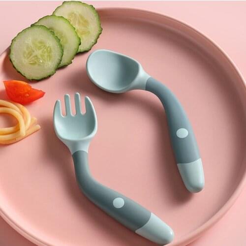 2pcs/set Spoon Fork for Baby Safety Feeding 0~2 Years Old Child Dining Spoon Tableware Tongue Anti Scald