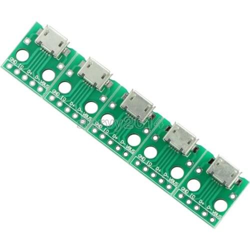 5PCS Micro USB to DIP Adapter Connector Module Board Panel Female 5-Pin Pinboard 2.54mm Micro USB PCB