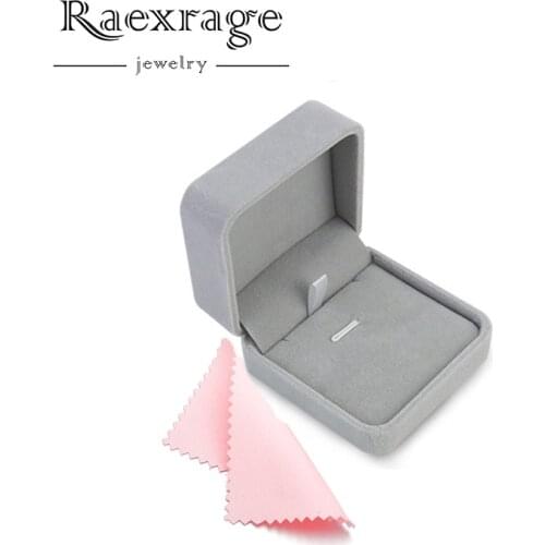Raexrage High Quality Grey White Velvet Box Jewelry Display Ring Case Pendant Necklace Organizer Wedding Storage Gift Box