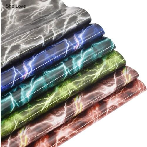 Chzimade A4 Mirror Lightning Printed Faux Fabric Synthetic Leather Sewing Fabric For Clothes Handbags Diy Crafts Materials