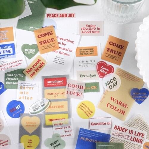 40pcs Hand Account Stickers English Inspirational Text Greetings Lovely Maiden Hand Account Material Diary