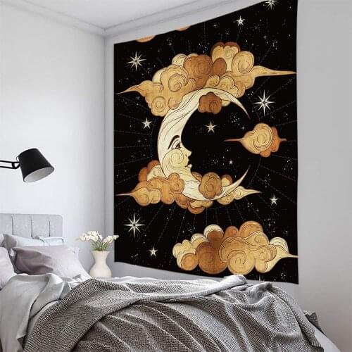 Star moon girl pattern Tapestry Wall Hanging Dorm Decor Art Wall Tapestry Hippie Wall Carpet Psychedelic Tapestry 95x73cm