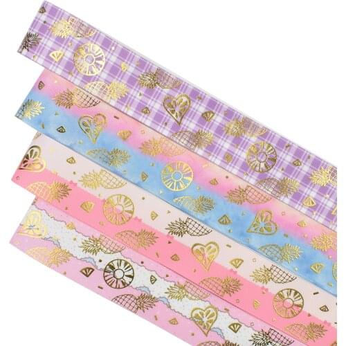 HSDRIBBON Free Shipping 38mm 1-1/2inch hsd-design custom pineapple Series on Grosgrain Ribbon