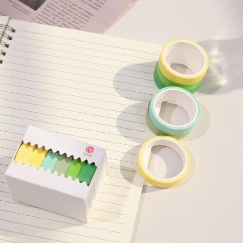 6Rolls/Box Solid Cute Cartoon Journal Washi Paper Tape Decoration Adhesive Label DIY Scrapbook Diary Planner Tape and Container