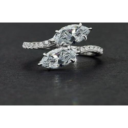 100% 925 Sterling Silver Fashion Marquise Cut Shiny SONA Simulation Diamond Womens Wedding Engagement Ring