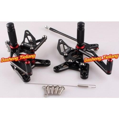 2Pcs Black Motorcycle Adjustable Footpegs Footrest Rearset Rear Set For Kawasaki ZX6R 2007 2008 Aluminum Alloy