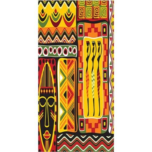 Colorful African Tribal Patterns Beach Sauna Spa Towels Micorfiber African Woman Silhouettes Mask Sport Bathroom Towel Ethnic