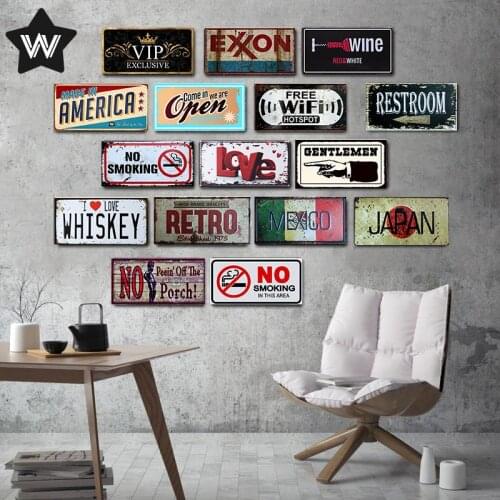 VIP Metal Sign Wifi Wall Sticker Metal Poster Vintage Metal Sign Cafe Tin Plaque Shabby Tin Plate for Man Cave Club Retro Decor