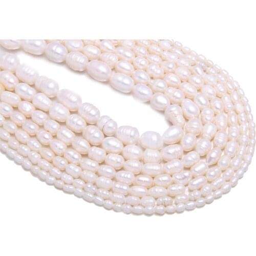 Natural Freshwater Pearl Beads 36cm Rice Shape Punch Loose Beads for Jewelry Making DIY Elegant Necklace Bracelet Accessories