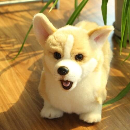 New 32CM Simulation Dog Welsh short legged dog Kids Dolls Corgi Stuffed Pet Soft Animal Toys For Children Birthday Gift