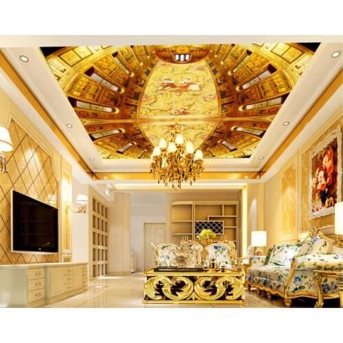 3d wallpaper ceiling Euporean pattern 3d wallpaper Living room bedroom ceiling 3 d wallpaper for walls
