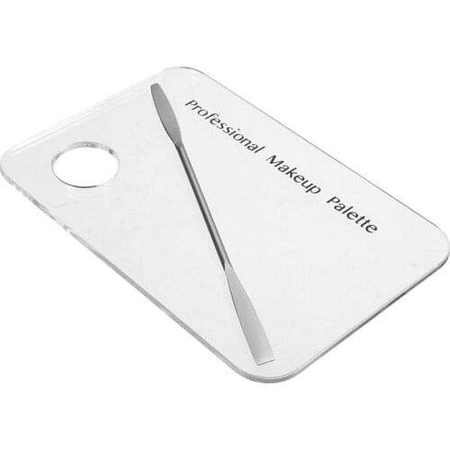 Makeup Palette Clear Acrylic Nail Stamping Plates Polish Gel Mixing Spatula Foundation Eyeshadow Stainless Steel Rod Manicure