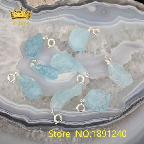 Natural Half Treasure Sea Blue Treasure Irregular Shape Agate Crystal Bud Pendant DIY Accessories Handmade