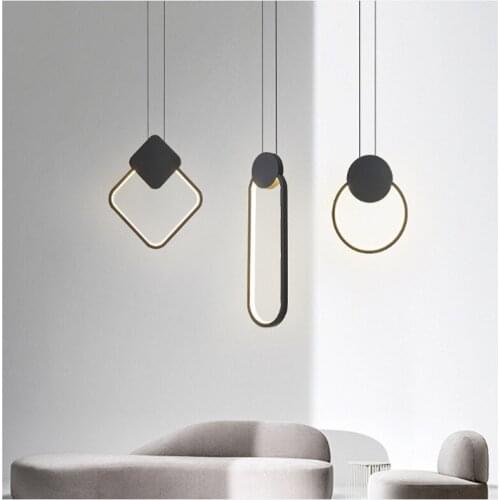 Simple postmodern bedroom bedside led pendant lamp creative geometric shade clothing store coffee shop led hanging lamp