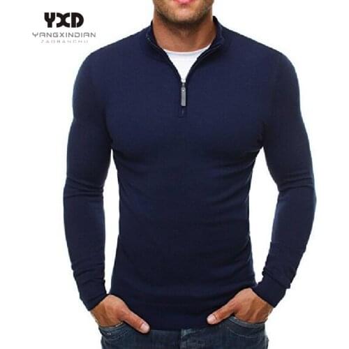 New Brand Cotton Pollover Sweater Men Casual Sweaters Pull Homme Knitted Pullovers Zipper turtleneck Long Sleeve Knitwear 3XL
