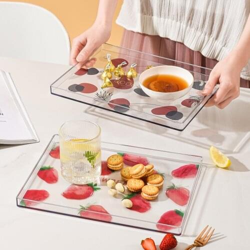 Light Luxury Square Tray Breakfast Plate Simple and Creative Nordic Home Fruit Plate Dinner Plate Mat Put Tea Cup