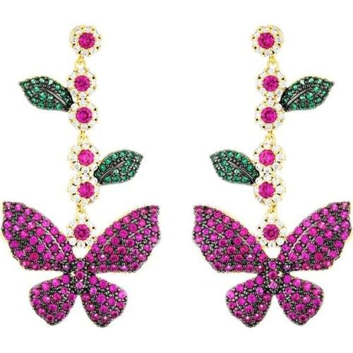 SINZRY luxury CZ jewelry cubic zirconia leaf butterfly gorgeous dangle earrings fashion creative jewellery
