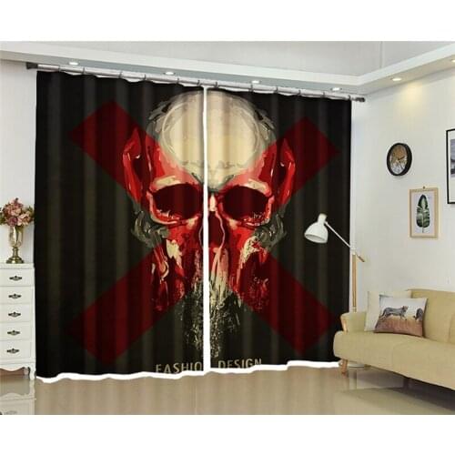 Skeleton pattern Luxury Blackout 3D Curtains For Living room Bedding room Office Drapes Halloween Decoration Cotinas para sala