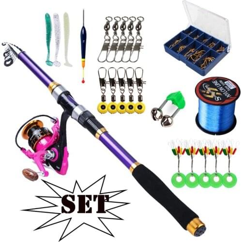 Sougayilang 1.8M-3.3m Fishing Rod and Spinning Fishing Reel Set with Fishing Lures Fishing Line Fishing Accessories Full Kit