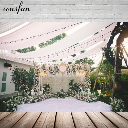 Sensfun Wedding Backdrop For Photo Studio Flowers Tree Out Door Wedding Decoration Scene Photographic Backgrounds Banner