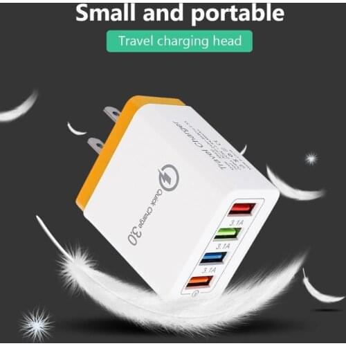4 Ports USB Charger QC 3.0 USB Hub Wall Charger 3A Color Smart Fast Charging Travel Universal Phone EU US Plug Adapter