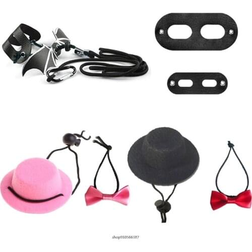 Lizard Traction Rope Hat Bow Tie Soft Leather Reptile Bearded Dragon Harness Leash Halloween Costume Clothes Pet Supplies ly13