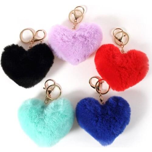 Cute 11cm plush Heart shape ball Colorful Favorite Keychain bag decoration stuffed soft good quality christmas festival gift