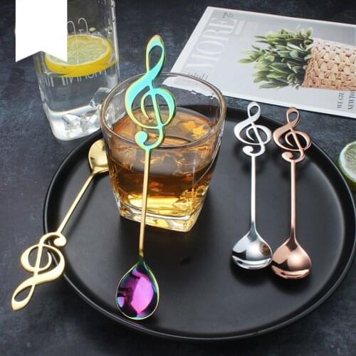 Spklifey Music Shaped Tableware Stainless Steel Gold Tea Spoon 7 Colors Coffee Spoon 3 Pcs Coffee Tea Use 2020 New