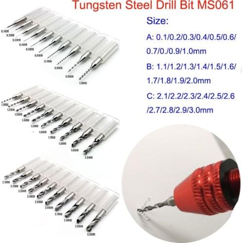 30pcs Tungsten Steel Drill Bits 0.1mm-3.0mm MS061 Military Gundam Model Rubber Sheet Metal Modification Punching Tool