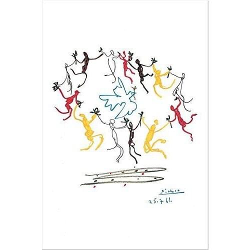 Dance of Youth Pablo Picasso Dove of Peace Wall Sticker Silk Poster Art Light Canvas Home Decoration