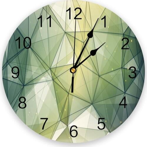 Dark Green Triangle Irregular Graphic Living Room Clock Wall Round Clocks Decor Home Bedroom Kitchen Decoration Wall Clocks